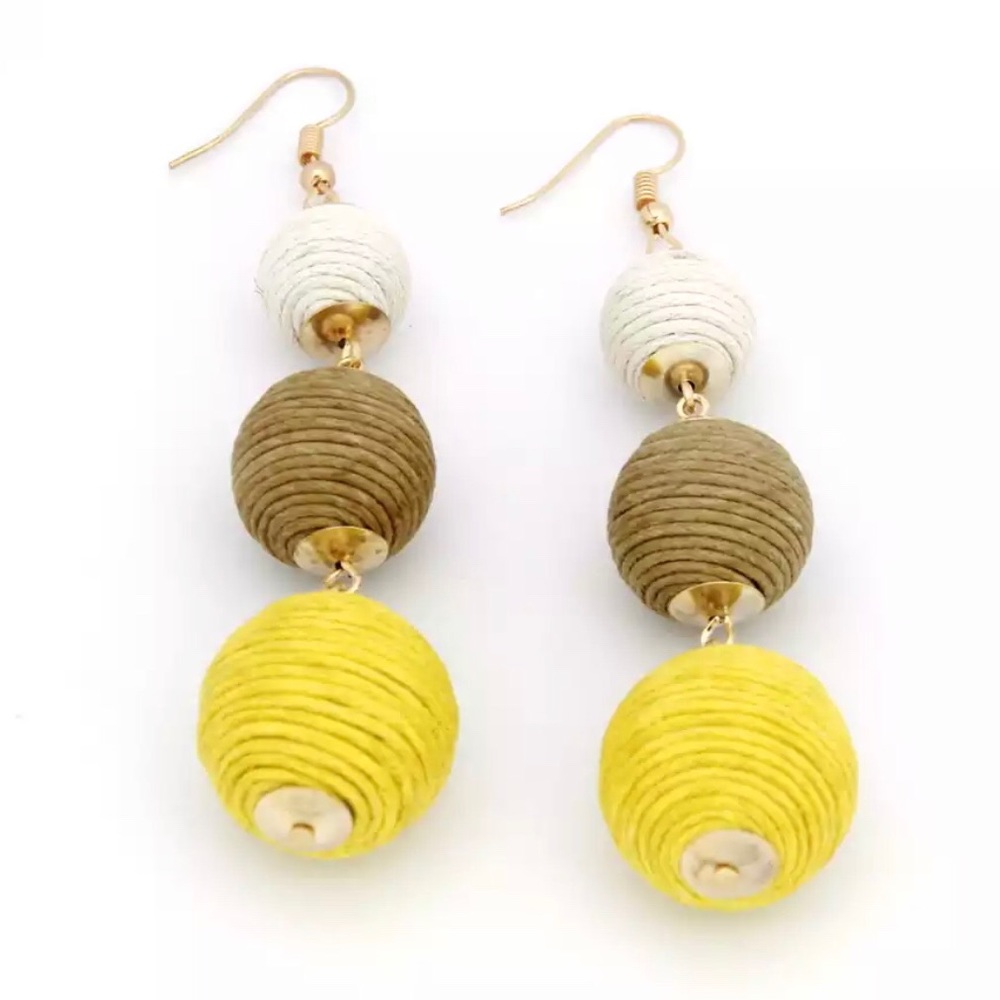 Threaded ball dangle earrings